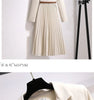 Women's Korean Blazer Patchwork Design Long Sleeve Dresses Office Lady Elegant High Waist Black Slim Pleated Midi Dress
