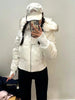 Fur Collar Hoody Slim Waist Bread Parkas Elegant Warm Women Clothing Lovely Zip Patchwork Casual Coats