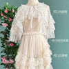 Lolita Short Shawl Coat Women Sweet Kawaii Lace Mesh Open Front Poncho Gothic Girls Retro Cute Princess Capes Outerwear