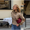 Belted Waist Cropped Trench Double Breasted Stand Collar Autumn Chic Elegant Women Coat Casual Vintage Office Lady Jacket