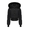 Women's Bomber Jacket Hooded Cropped Coat Winter Jacket Woman Cool Warm Clothes Coffee Black White Clothing XXL