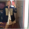 Embroidery Napoleon Short Jacket Women Single Breasted Long Sleeve Coat Spring Female Street Contrast Outerwear