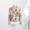 Women Cropped Floral Print Jacket Stand Collar Long Sleeve Button Front Pockets Vintage Loose Short Coat Autumn Chic Blazer