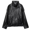 Black Jacket Women's Coat Faux Leather Jacket Outerwears Demi-Season Bomber Moto Biker Zipper Jacket High Neck Short Coat