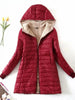 Mid Length Korean Edition Hooded Fit Women Jackets Autumn Winter Mid-length Office Cotton Coats Warm Lamb Fleece Parkas