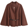 Women's Jackets Oversized Belt Tunic Jacket Autumn Winter Coat Female Red Brown Black Jacket Cropped Bat Sleeved Outerwears