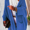 Knitted Long Cardigan for Women Autumn Casual Loose V-Neck Sweater Coats Ladies Elegant Solid Jumper with Pocket Suit Jackets