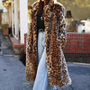 Europe America Women's Leopard Fur Coat Longer Casual Loose Fur Overcoat Large Size Warm Windbreake Plush Coat