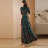Spring Autumn Gold Velvet Long Sleeve Dress For Women High Grade Green Plush Jacquard Long Dress Female Elegant Dresses 4XL