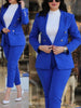 2Pcs Women's Solid Color Suit + Trousers Two-Piece Set Slim Fit Business Double Breasted Formal Female Clothes Outfit