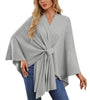 Elegant Shawl Wraps Soft Open Front Poncho Sweater Women Loose V-Neck Cape Casual Solid Color Soft Open Front Poncho Bat Shirt