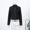 Napoleon Golden Short Jacket Women Vintage Stand Collar Long Sleeve Cropped Jackets Autumn Lady Outwear High Street