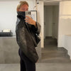 Elegant Stand Collar Pu Leather Jacket Women Full Sleeve Zippers Lady Short Jackets Autumn Chic Female Streetwear