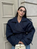 Lapel V-neck Belt Trench Coat Women Lace Up Full Sleeve Button Short Thin Windbreak Lady Daily Street Outerwear