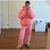Printed Drawstring Oversized Pockets Puffer Suit Winter Women Warm Padded Coat Set Warm Casual Lady Cotton-Padded Outfit