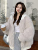 Spring Winter Hairy Shaggy Soft Thick Warm Faux Fur Coat Women with Hood Fluffy Jacket Fake 2 Piece Clothes
