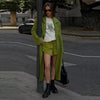 Elegant Women's Woolen Overcoat Solid Lapel Double Breasted Full Sleeve Long Coat Autumn Winter Lady Outwear
