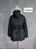 Women's Parkas Solid Color Warm Cotton Padded Coat Jacket Belt Gathered Waist Female Winter Clothing 2DB1775