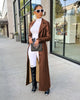 Women’s Coats Thick PU Leather Long Sleeve Winter Notched Neck X-Long Trench Street Wear OL Work Outcoat