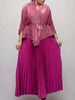 2 Pieces Set Women V Neck Full Sleeves Bandage Coat + Elastic Waist A Line Skirt Lady Pleated Clothes 2DC1483