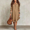 Elegant V-Neck Midi Sleeve Dress with Hem Ruffle Detail European And American Woven Fabric Women's