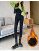 Skinny Women's Warm Jeans Winter Thicken Fleece Stretch High Waist Pencil Pants Korean Black Blue Gray Velvet Leggings