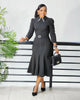 Women's Elegant Polo Collar Office Dress Long Sleeve High Waist Autumn Winter Solid Color Commuting Workwear