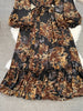 Spring Autumn Women's Long Sleeved Dress Temperament Loose Large Size Lace Up Printed Long Dress Female C329
