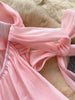 French Sweet Bow Camisole Mini Dress for Women Korean Version Pink Ruffle Edge Sexy A-line Dress T106