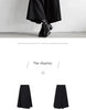 Black Wide-Leg Pants Autumn Flowy Ankle-Length Side Zipper Detail Trousers Office Lady Commuter Bottoms A1738