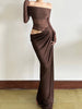 Slash Neck Dress Women Chic Elegant Sexy Patchwork Mesh Ruched Hollow Birthday Party Clubwear Vacation Vestidos