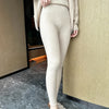 100% Cashmere Knitted Leggings Women High Waist Casual Wool Korean Trousers Solid Thicken Elasticity Ankle-Length Pants