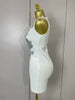 Sexy Silver Sequin White V Neck Cut Out Short Bandage Dress Women Elegant Birthday Party Club Wedding Vestidos