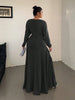 Plus-Size Solid-Color Knit Elegant A-Line Flowy Maxi Dress Women's Long Dress Casual & Commuter Style