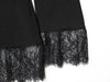 Women Elegant Lace Hem Black Suit Coat V-neck Single Breasted Slim Fit Blazer Spring Office Lady Blazer Outwear