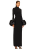 Women Elegant Evening Club Party Trumpet Long Sleeves Sexy Turtleneck Tight Maxi Bandage Dress Black Vestido