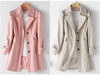 Spring Autumn Solid Trench Coat Women Single-Breasted Khaki Black Pink Beige Windbreaker Outerwear Casual Tops JH33