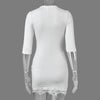 Patchwork Lace Half Sleeve Women Mini Dress Round Neck High Waist Pullover Dress Autumn Bodycon Casual Party Clubwear