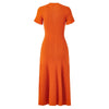 French Style Knitted Long Dress round Neck Hollow out Wooden Edge Skirt Elegant Autumn Women's One Piece Dress
