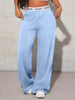Women's Pants High Waist Webbing Loose Women's Wide Leg Pants Solid Colour Casual Female Pants Autumn Daily Wear
