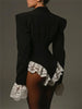 Lace Suit Jumpsuit Female Blazer Body Top V-Neck Slim Long Sleeve Sexy Cardigan Streetwear Women Black Rompers