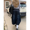 Blue Women's Retro Y2K 2000s Wide Leg Baggy Casual Denim Trouser High Waist Loose Jeans Autumn Harajuku Full Length Pants