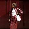 Chic Pu Leather Women's Jackets Skirts Suit Vintage Stand Collar Zipper Full Sleeve Outfits Female Autumn Lady Streetwears