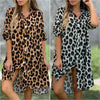 Elegant Women's Loose Dresses Spring Autumn Casual Leopard Print Shirt Dress Herbst Kleider Vestido Femininos