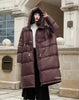 Lagabogy Winter Women Oversize Long Puffer Coat Female Thick Warm White Duck Down Jacket Hooded Loose Parkas Outwear