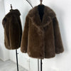 Faux Fur Lapel Coat Women's Elegant Solid Loose Lace-Up Leisure Jacket Winter Female Keep Warm Fur Coat