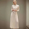 Lace Dress Women's Round Neck Hollow Out Slim Long Sleeve Retractoin Waist Big Swing Dresses 7AB8070