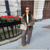 Street Faux Fur Patchwork Jacket Women Design Sense Long Sleeves Casual Female Coat Autumn Winter Lady Streetwear