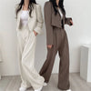 Suit Coat 2 Piece Set Women Blazer Jacket Straight Pants Ensemble Single Breasted Turn Down Collar Trousers Office Lady Outfits