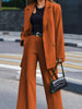 Spring Autumn Small Suit Set Two Piece Set Women's Casual Lapel Blazer Coats Suit Straight Leg Pants Suit 2 Pice Set Streetwear